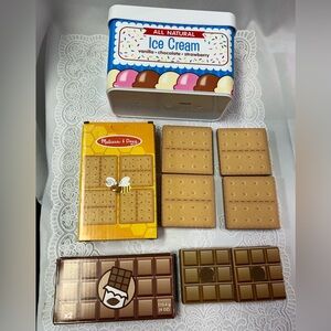 Melissa & Doug play food-Graham Crackers, Chocolate Bar, Ice Cream container